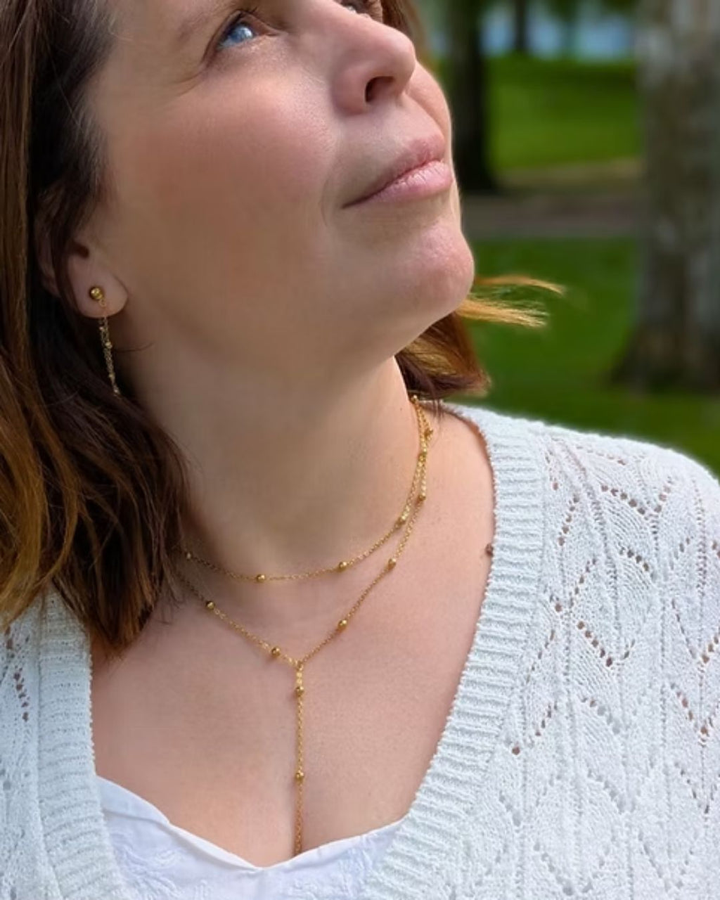 Collier Paola — Double rang en Y Acier inoxydable doré