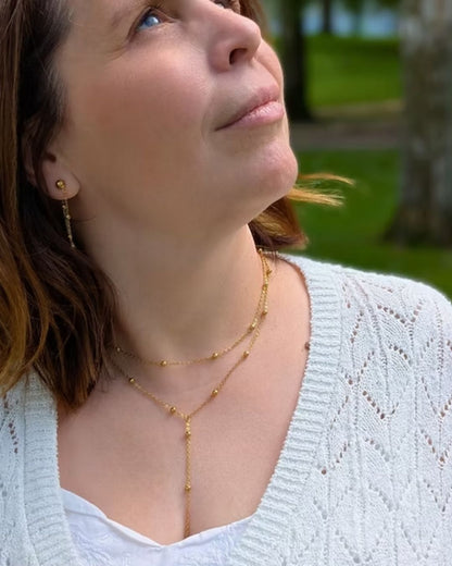 Collier Paola — Double rang en Y Acier inoxydable doré