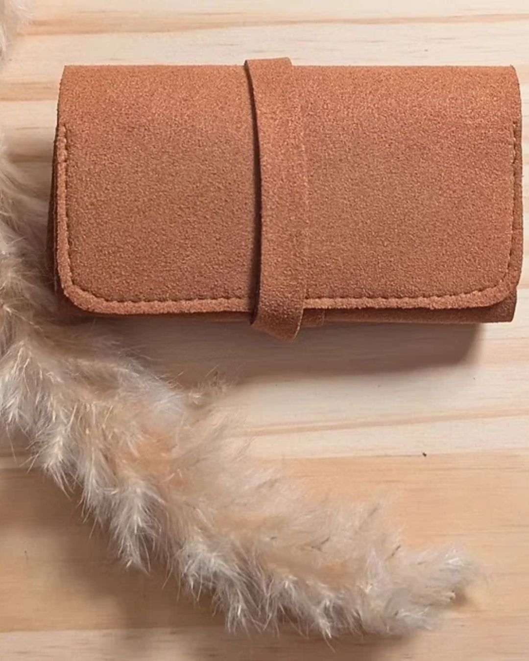 Pochette à bijoux voyage en suédine — Rangement pliable pour bijoux