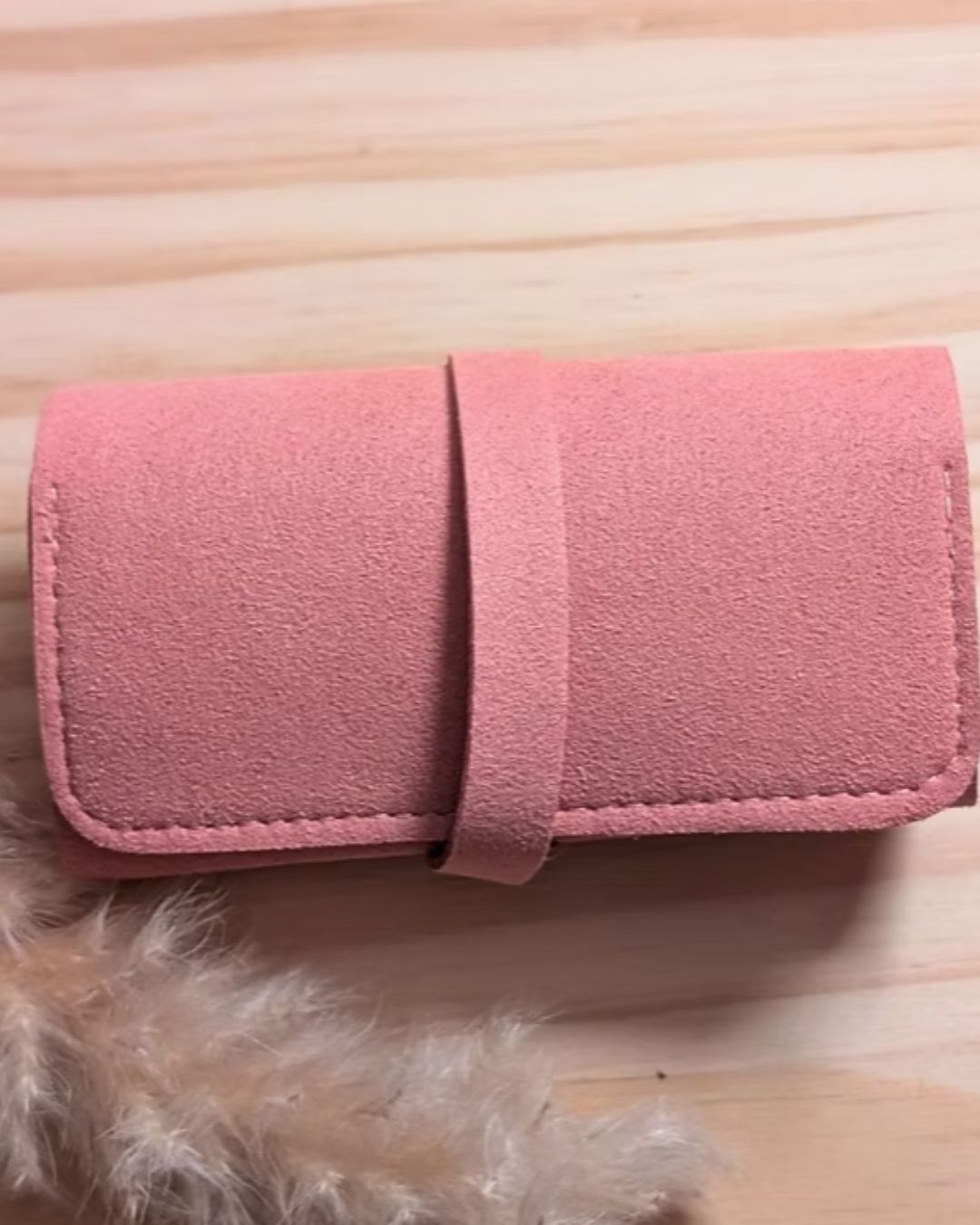 Pochette à bijoux voyage en suédine — Rangement pliable pour bijoux